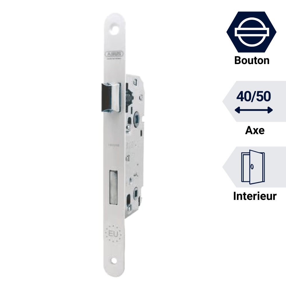 serrure encastrable à condamnation. Abus SE.  Pour porte intérieure. Blanc