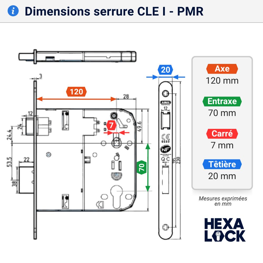 serrure a encastrer norme accessibilité abus se pmr. Confomr norme ue.DIMENSIONS