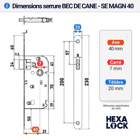 serrure magnetique bec de cane dimensions abus