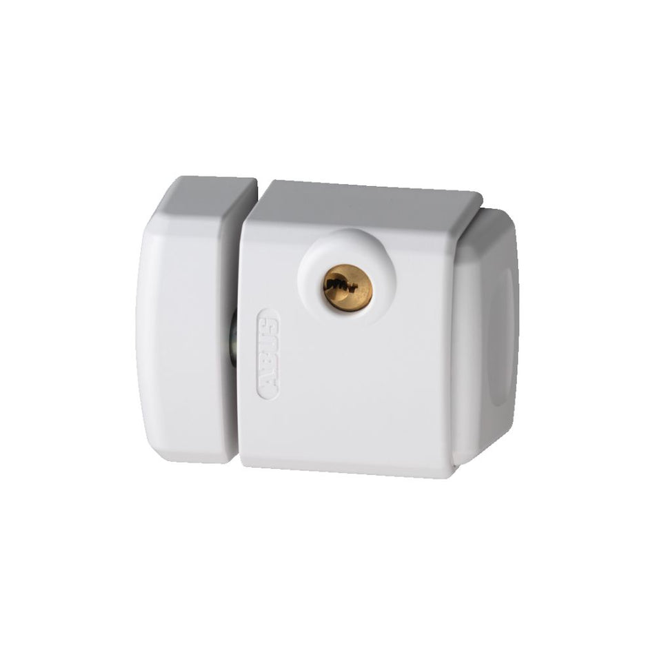 Verrou fenetre a cle blanc cote