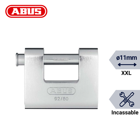 Cadenas ABUS 92/80 anse large avec anse 11 mm, format XXL et haute résistance
